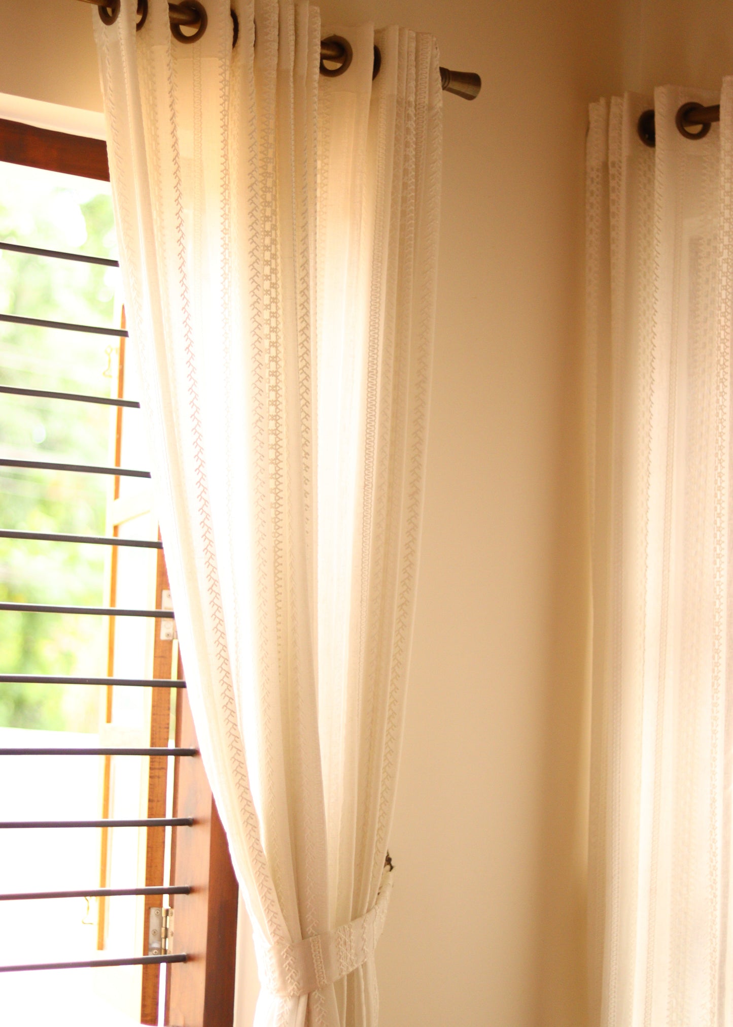 Linen with embroidery curtains