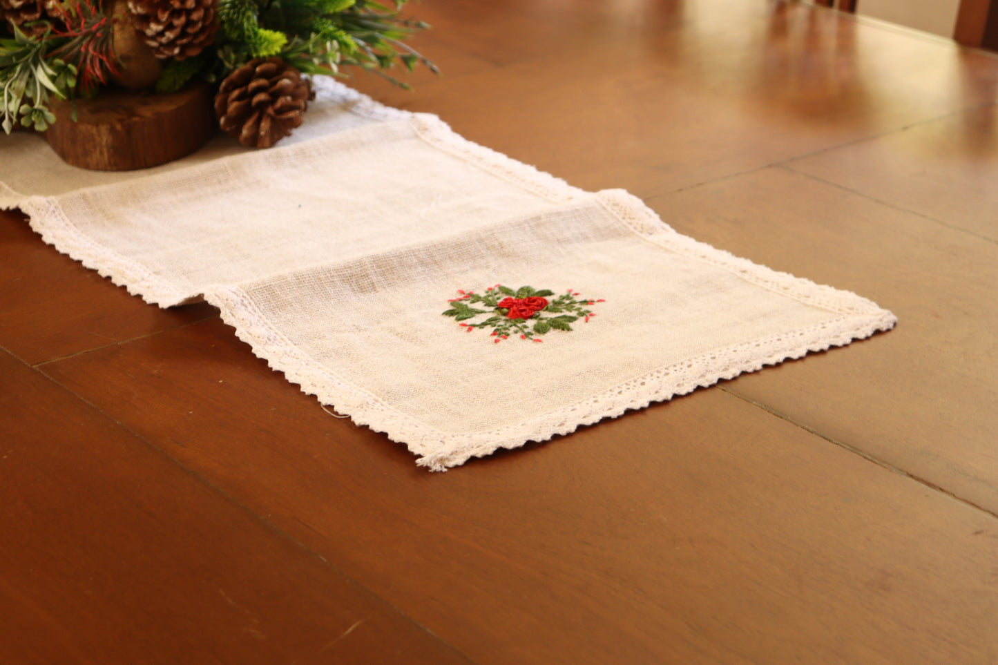 Jute Runner With Hand Embroidery