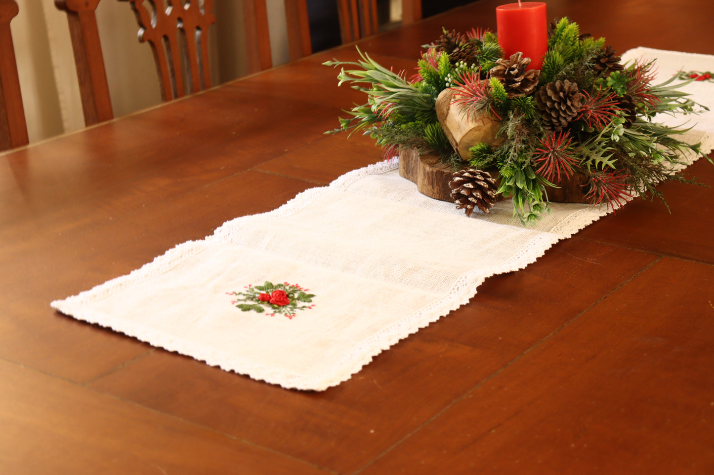 Jute Runner With Hand Embroidery