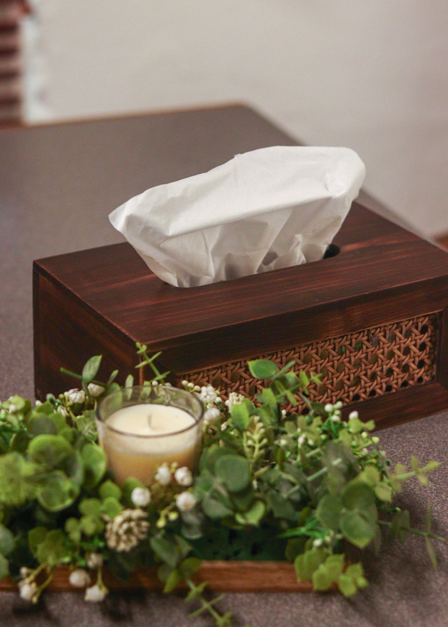 Wooden cane  tissue box