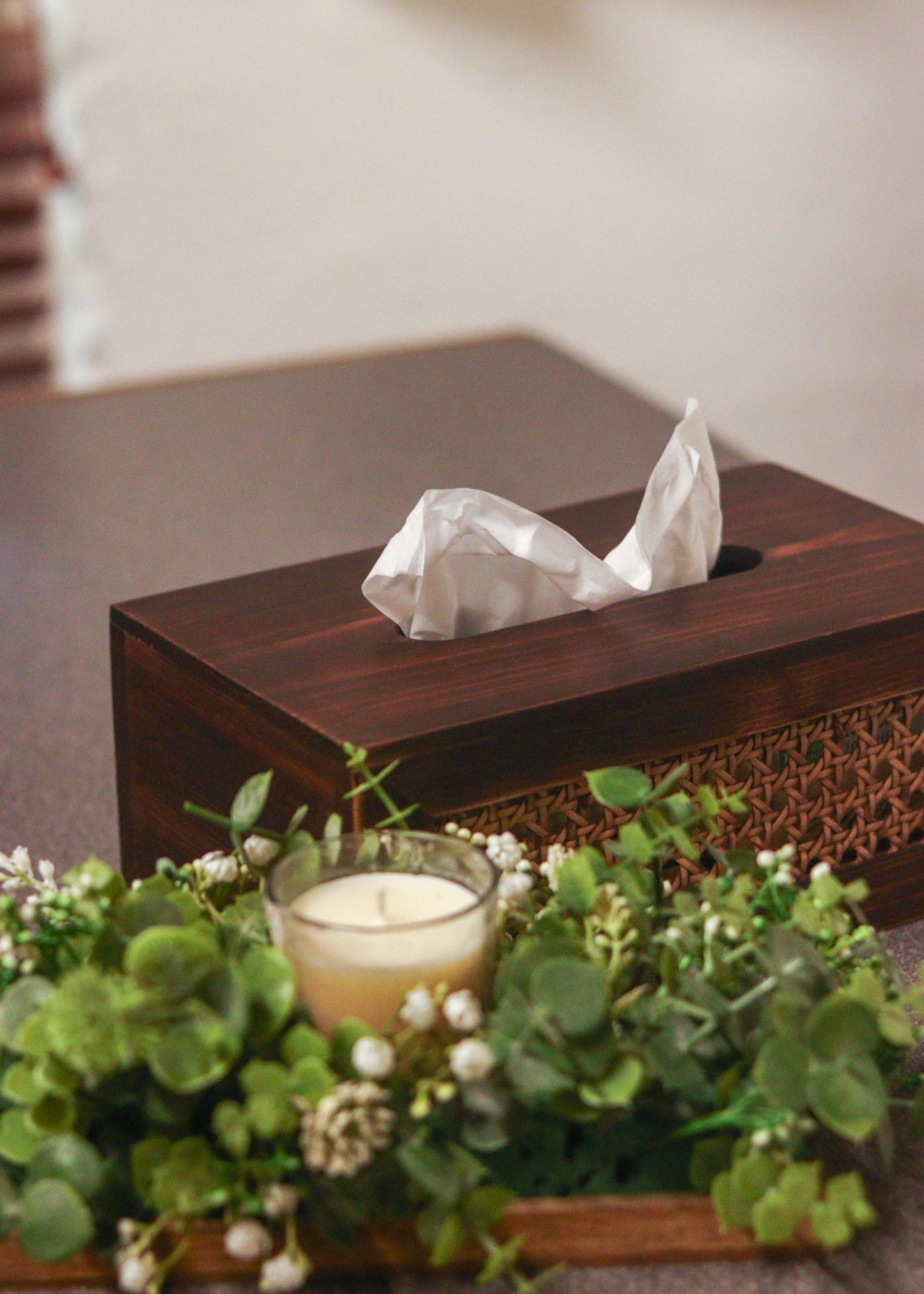 Wooden cane  tissue box