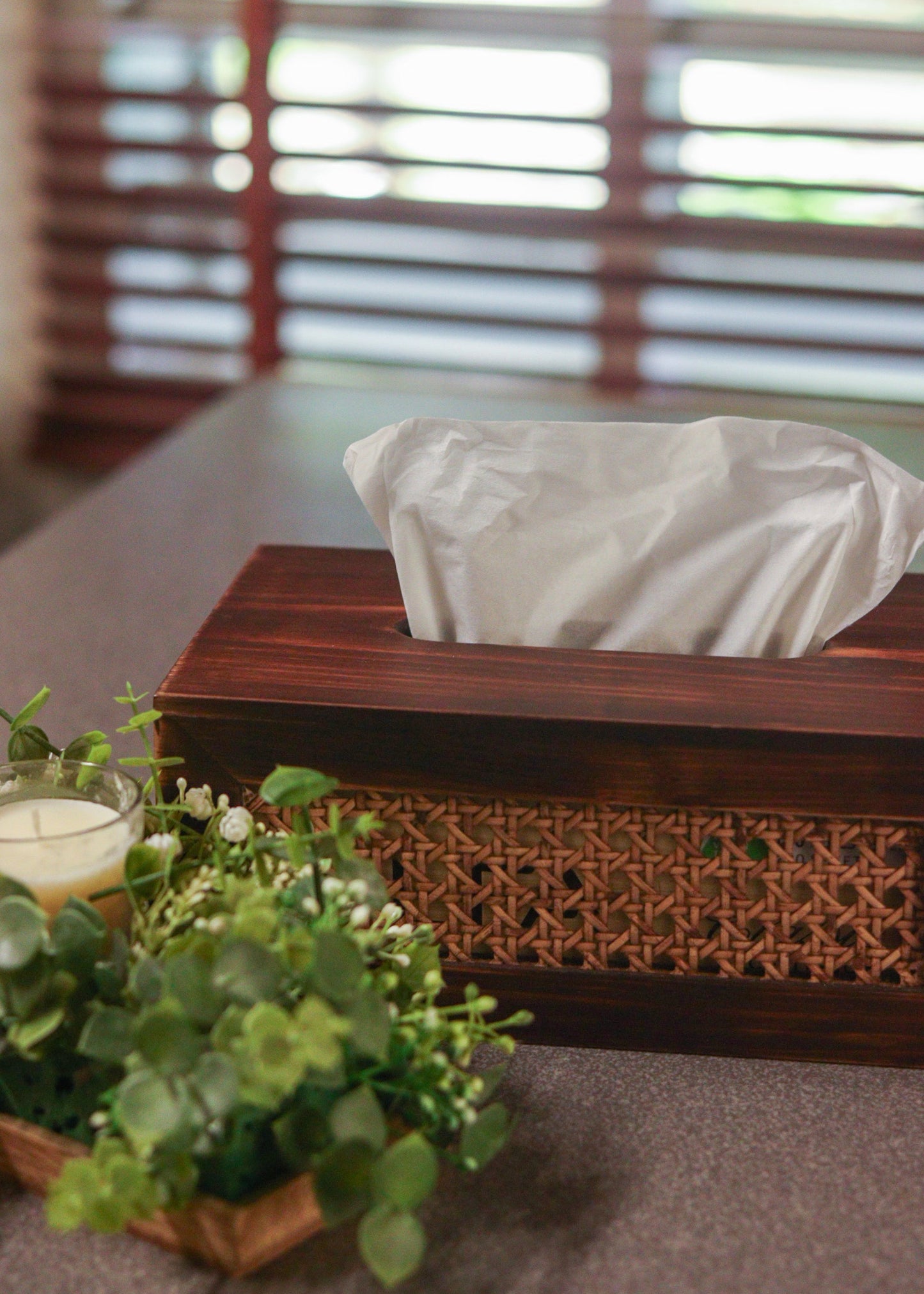 Wooden cane  tissue box