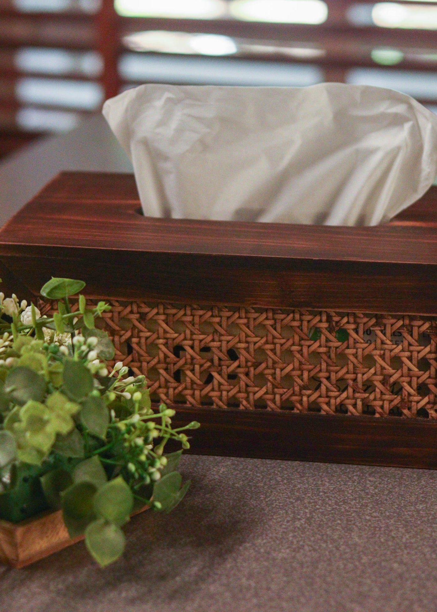 Wooden cane  tissue box