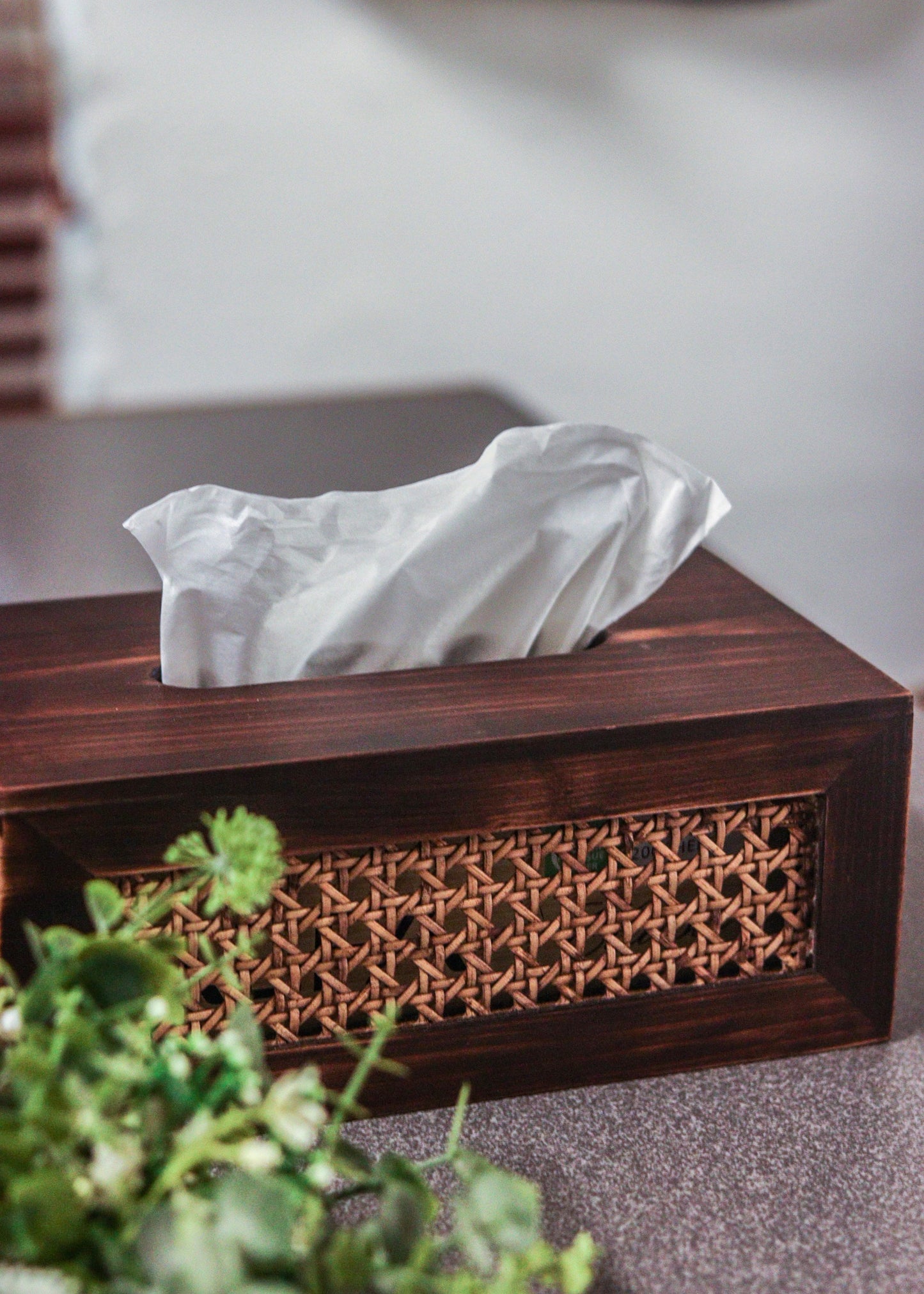 Wooden cane  tissue box