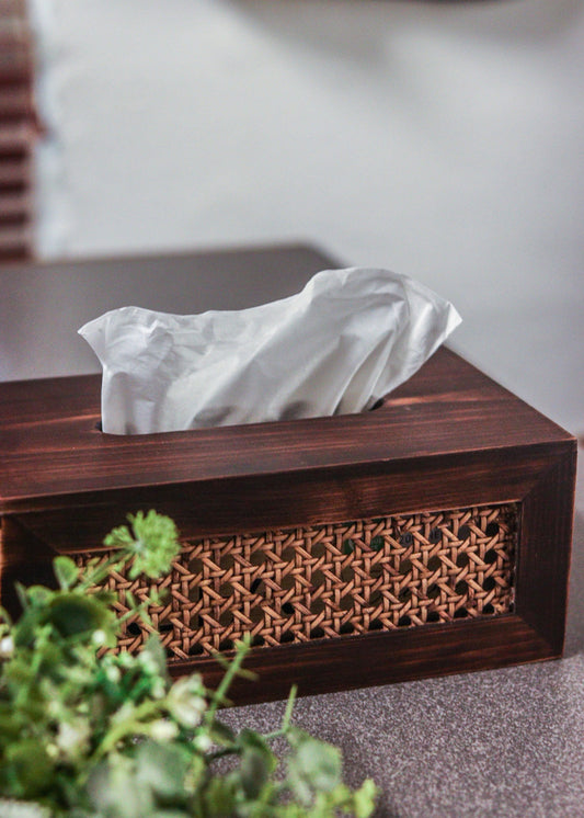 Wooden cane  tissue box