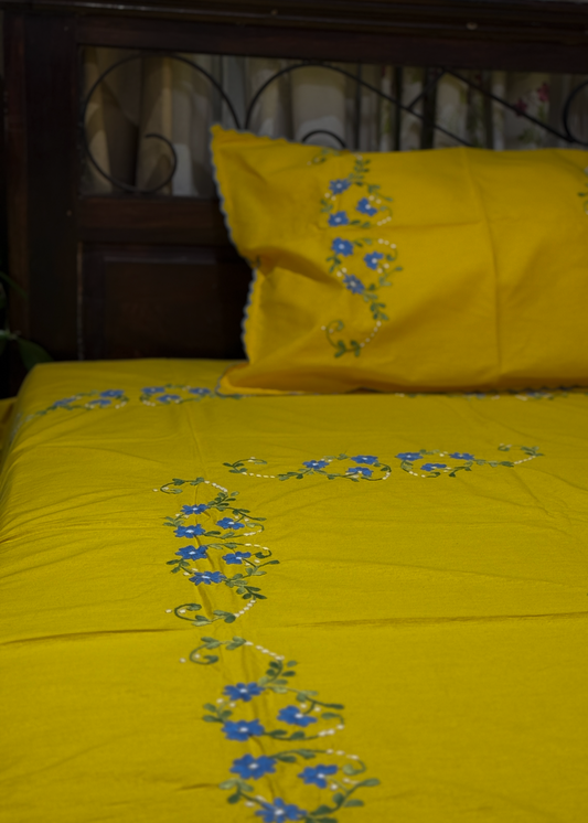 Hand Embroidery Sheets with two pillow covers