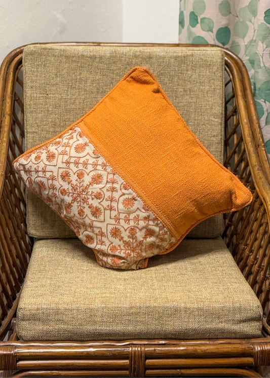 Jute cushion cover with embroidery