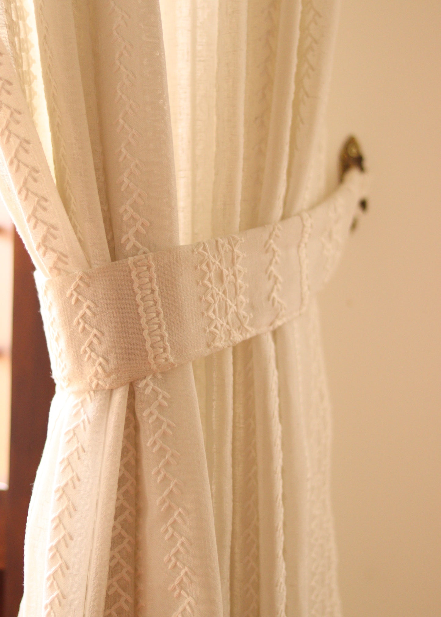Linen with embroidery curtains