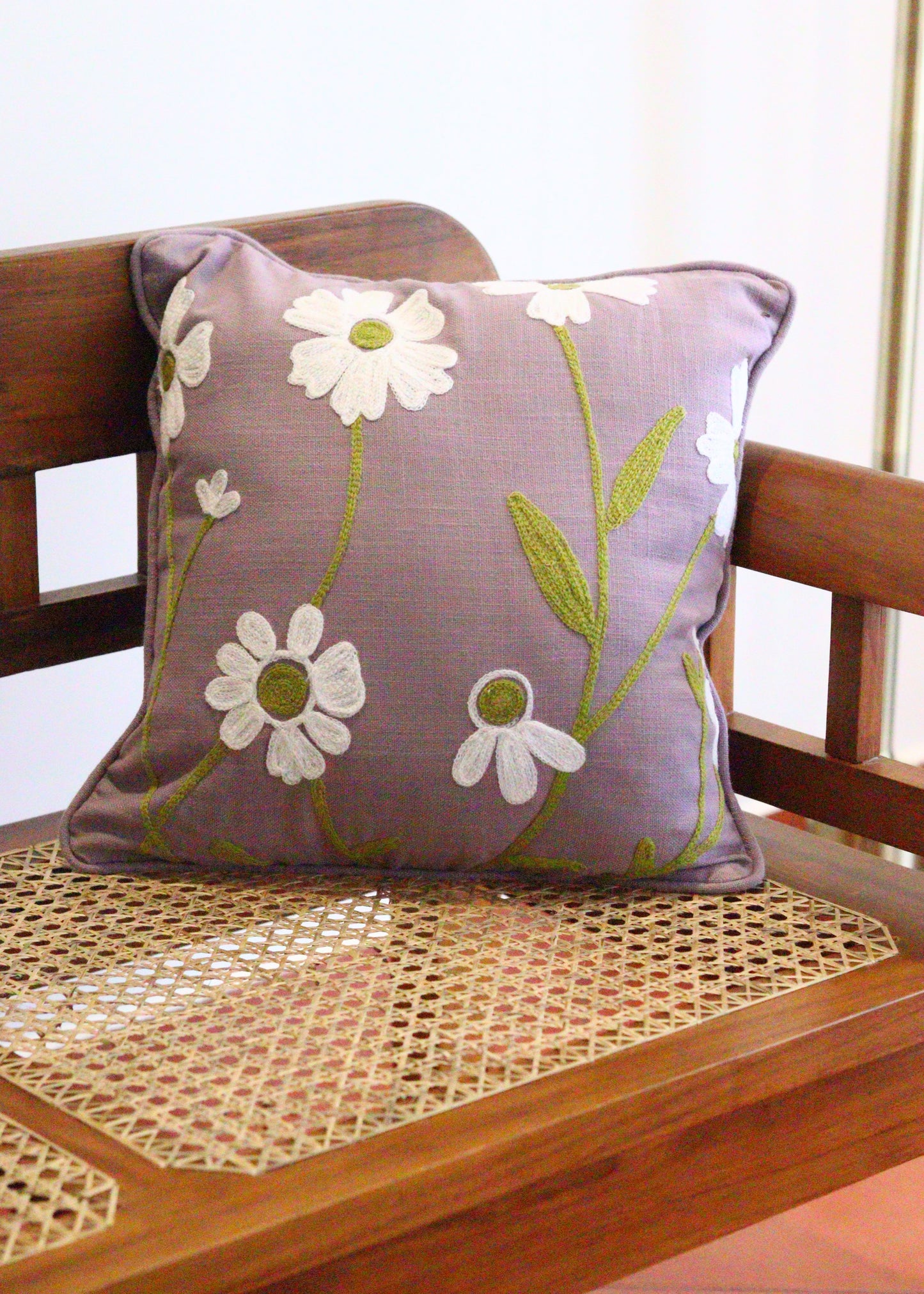 Embroidery on Jute Cushion Covers