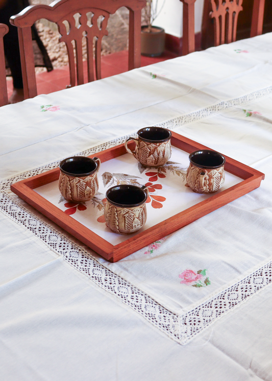 Handmade dry flower laminated tray