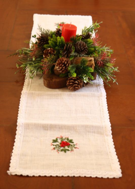 Jute Runner With Hand Embroidery
