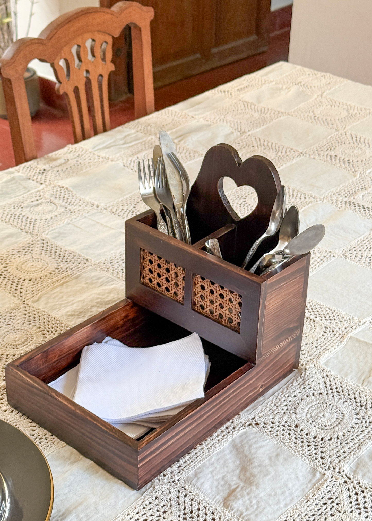Wooden cutlery box
