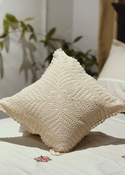 Beige Crochet Handmade Cushion Covers