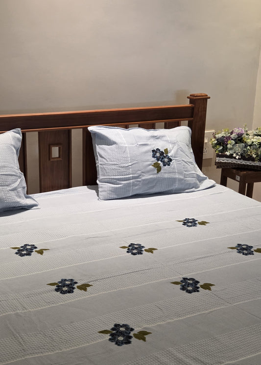 Applique embroidery sheet with pillow covers