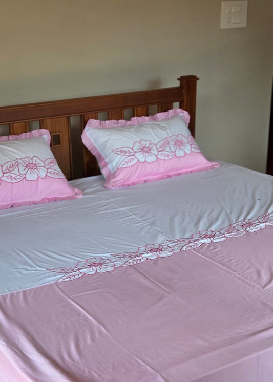 Applique work embroidery sheet +2 pillow covers