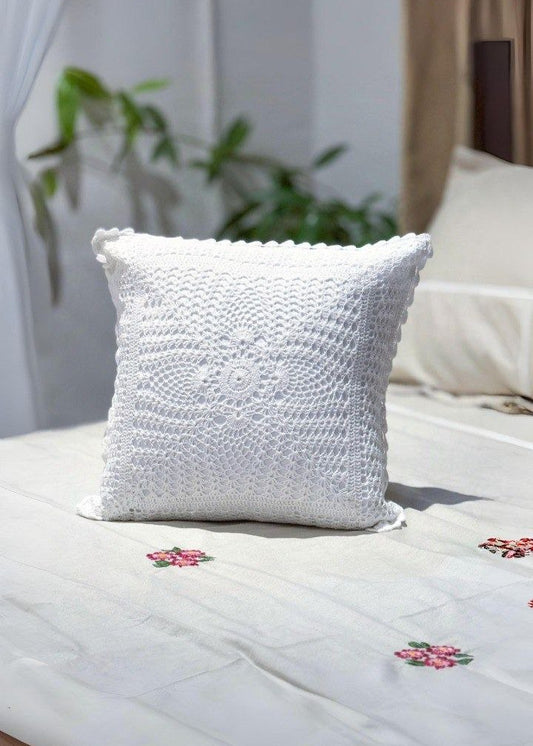 White Crochet Cushion Covers